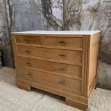 Chest of drawers raw wood and linen