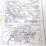 Vintage color map of Switzerland 43x43cm from 1950