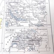 Vintage map of Switzerland in colour 43x43cm from 1950.