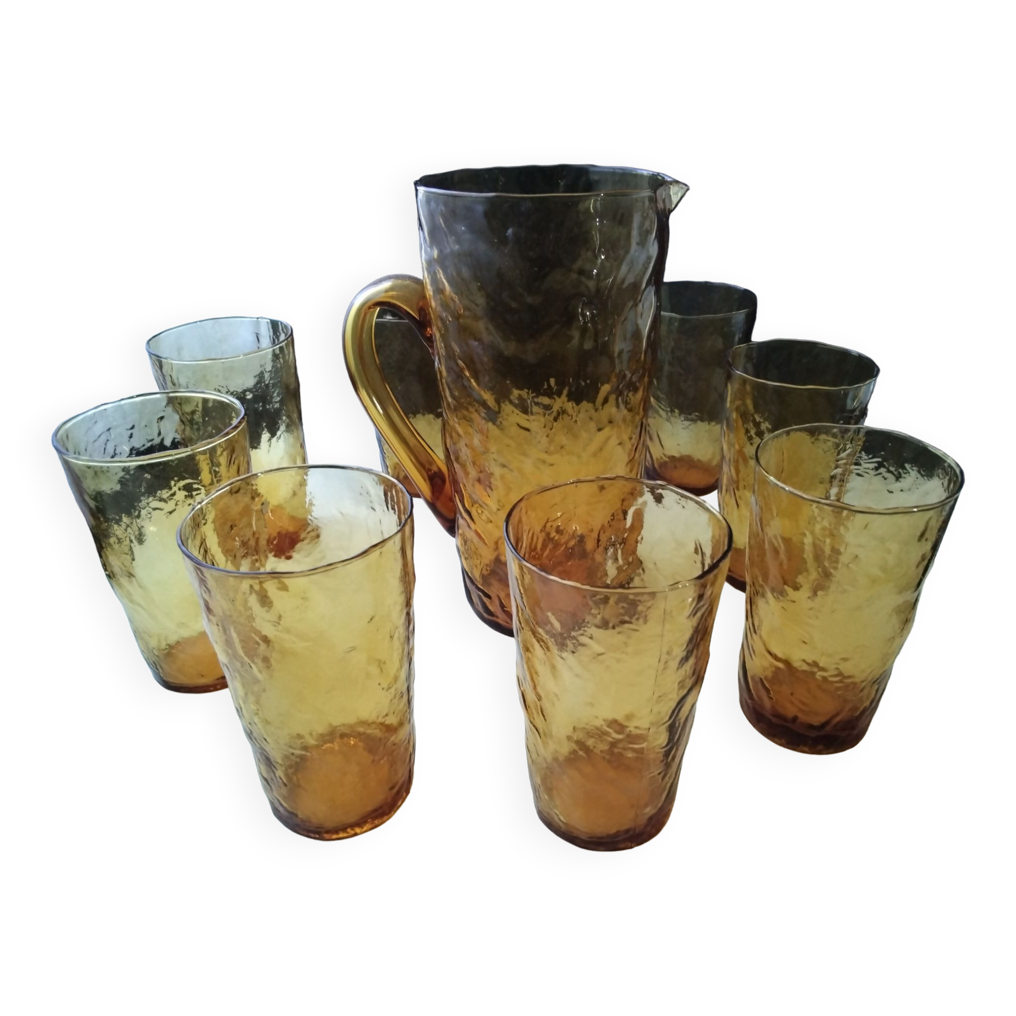 Service à orangeade verre fumé