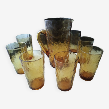 Amber glass orangeade service 8 people