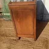 Antique bedside table in solid oak with a marble top.