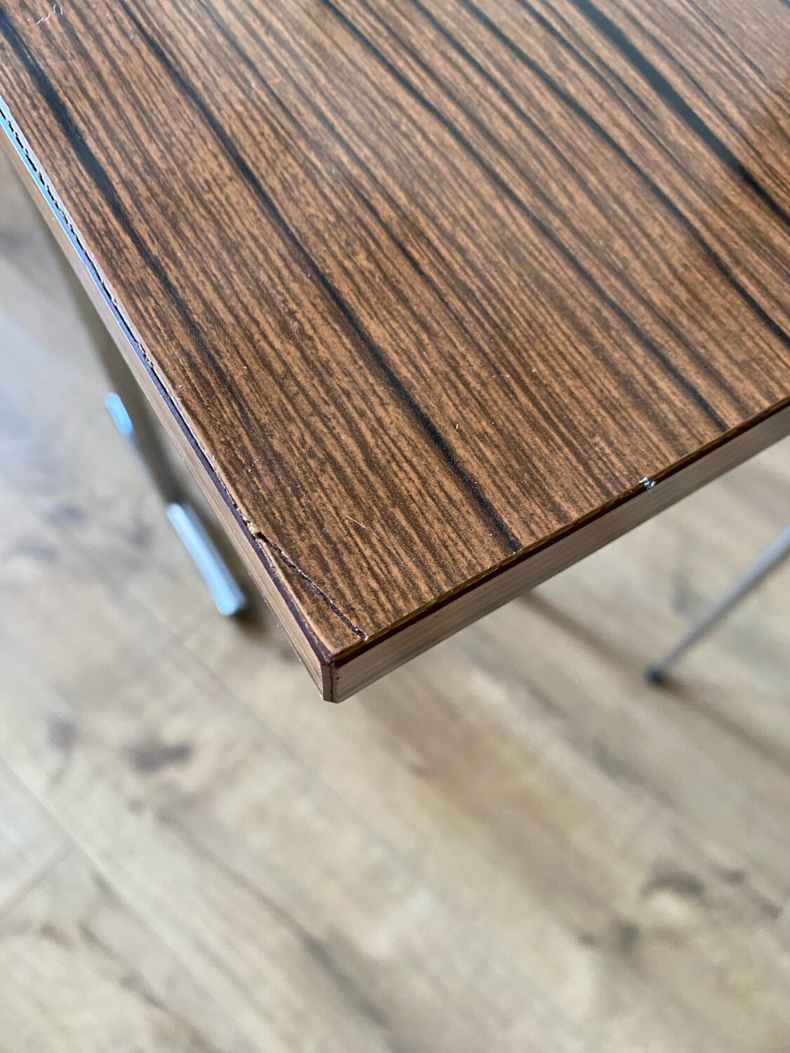 Formica folding table and two petal chairs from the 70s