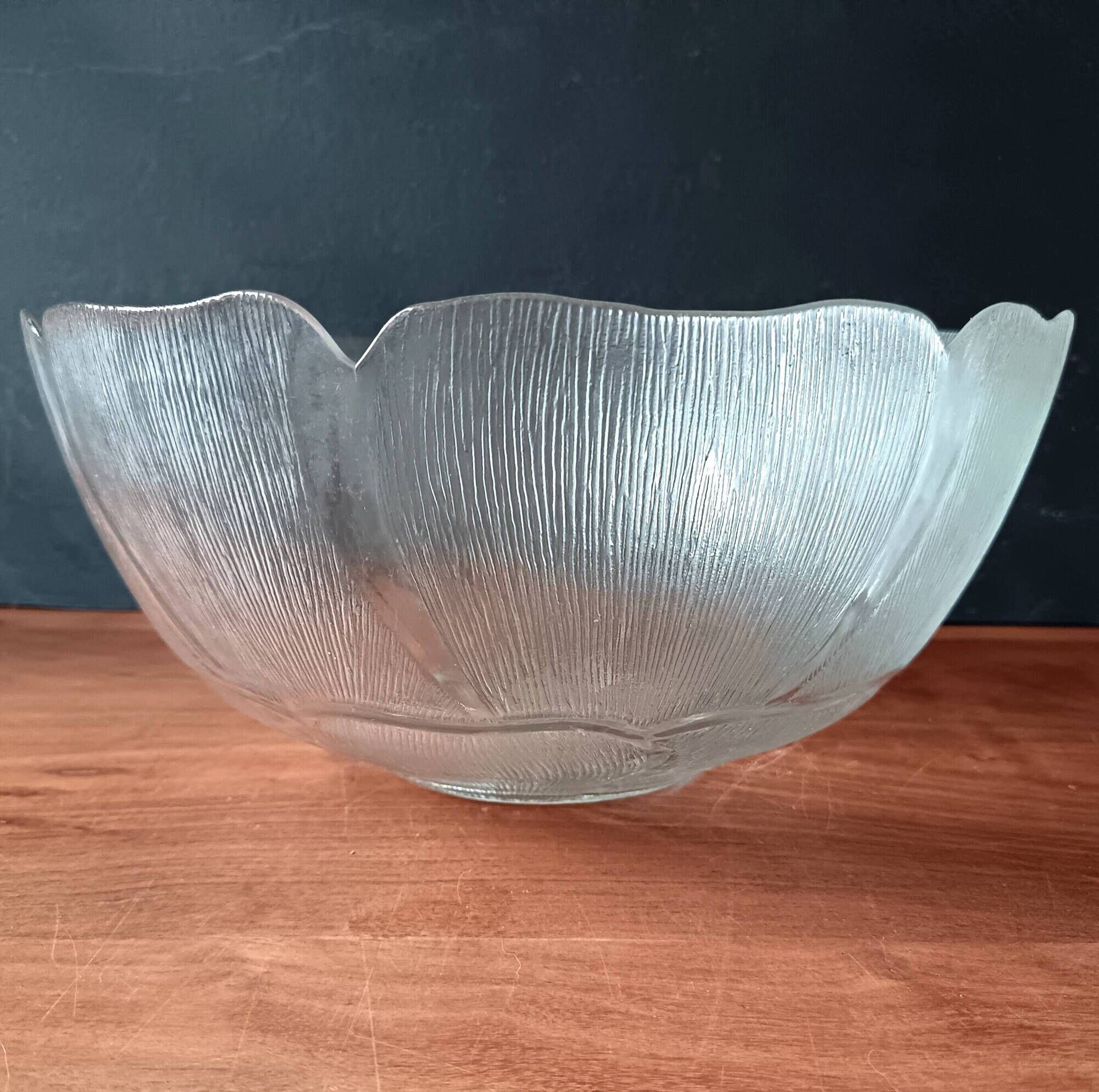Punch service, salad bowl, 8 vintage glass bowls, Primavera Italy