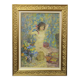 Oil on canvas young woman with a pink knot by riasnianski