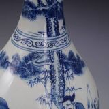 Qing kangxi style blue and white play chess jade pot spring bottle chinese palace gifts