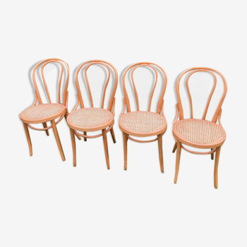 Set of 4 bistro chairs cannage honey color