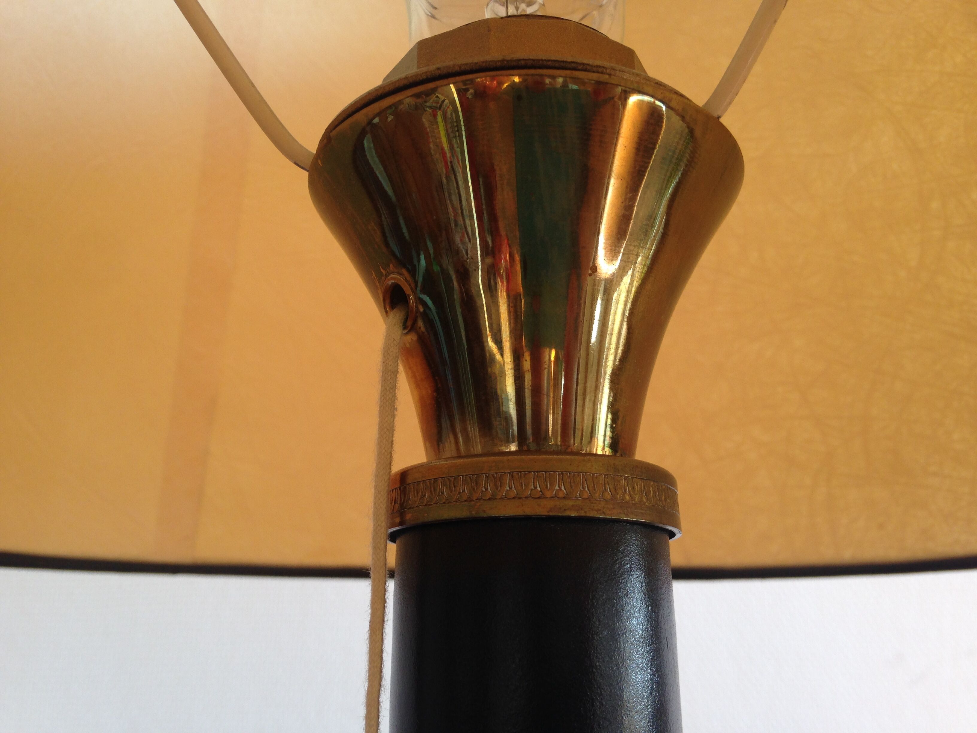 Great lamp to ask  brass, leather and paper 1950