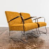 Paire de fauteuils orange vintage de Fabryka Mebli Wschód Zadziele, 1950