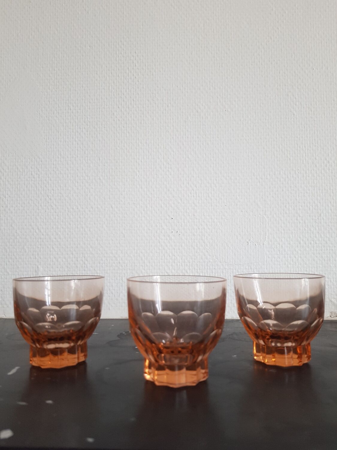 Set of 6 small pink glasses