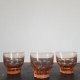 Set of 6 small pink glasses