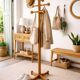 Vintage turned wooden coat rack – 1970s design – authentic patina