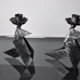 Pair of candlesticks "birds", folk art, Denmark, 1970