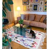 Colorful Berber carpet 225 x 160cm, pink, blue and red