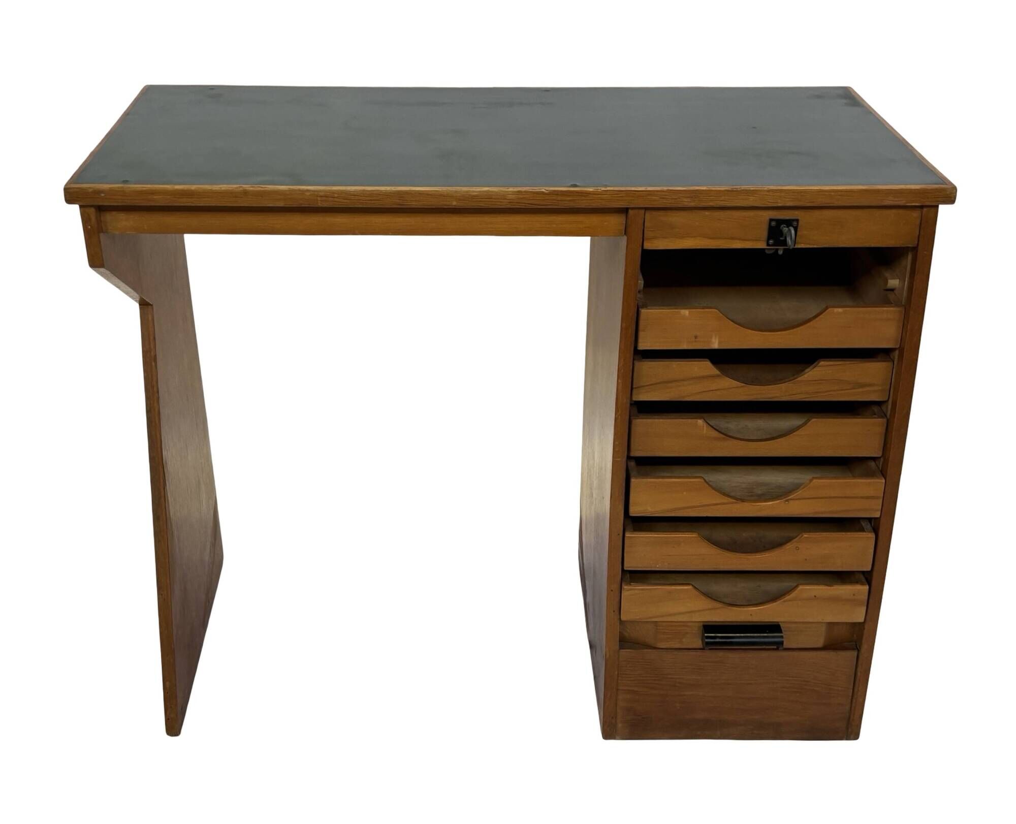 Art Deco desk, minimalist design in oak, unique 40s design, Netherlands.