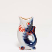 Set of 7 blue glass fish, mid-20th century.
