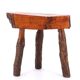 Wooden tripod stool with bark, 1950s