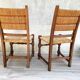 Pair of straw and solid oak chairs