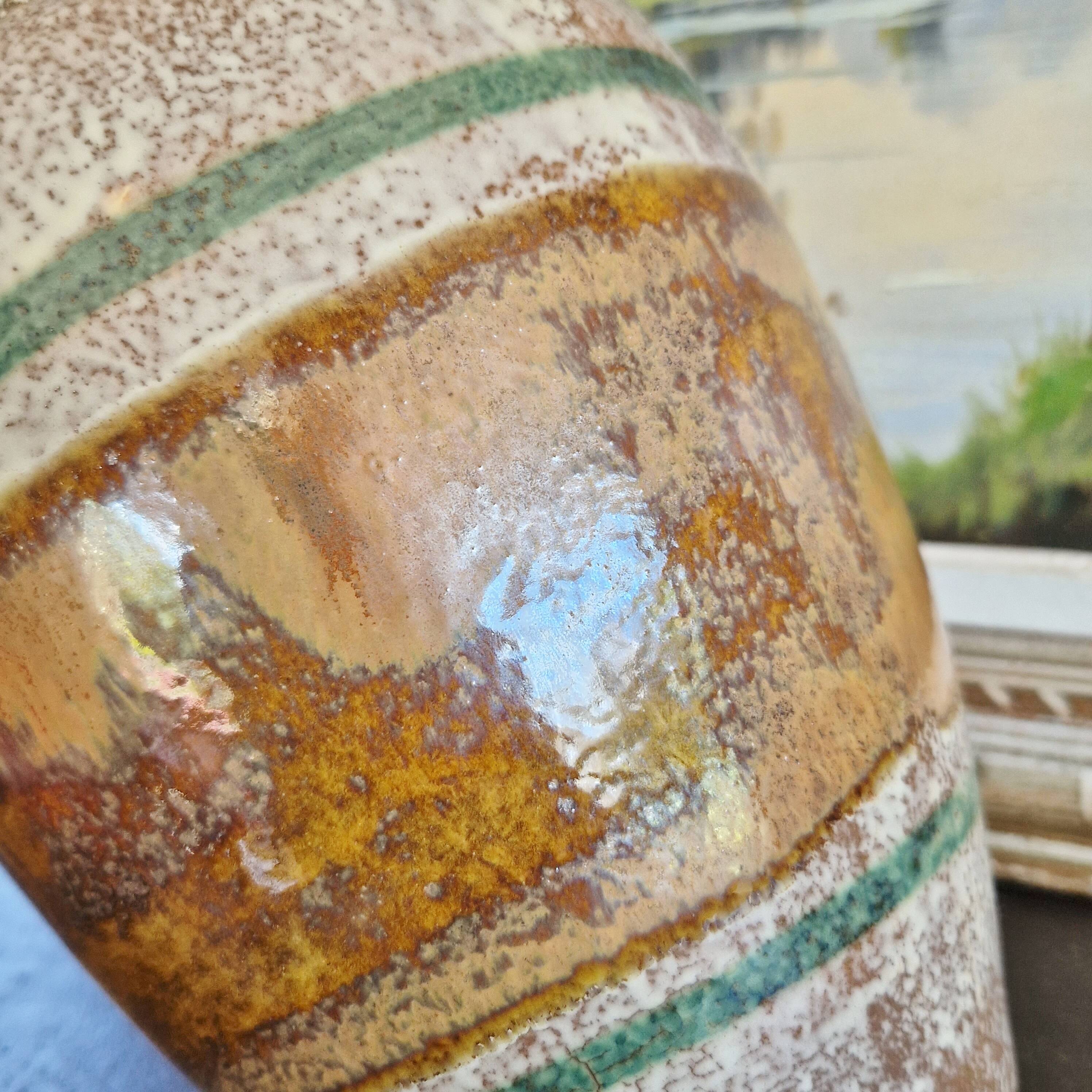Large vintage vase St Clement France amphora shape fat lava