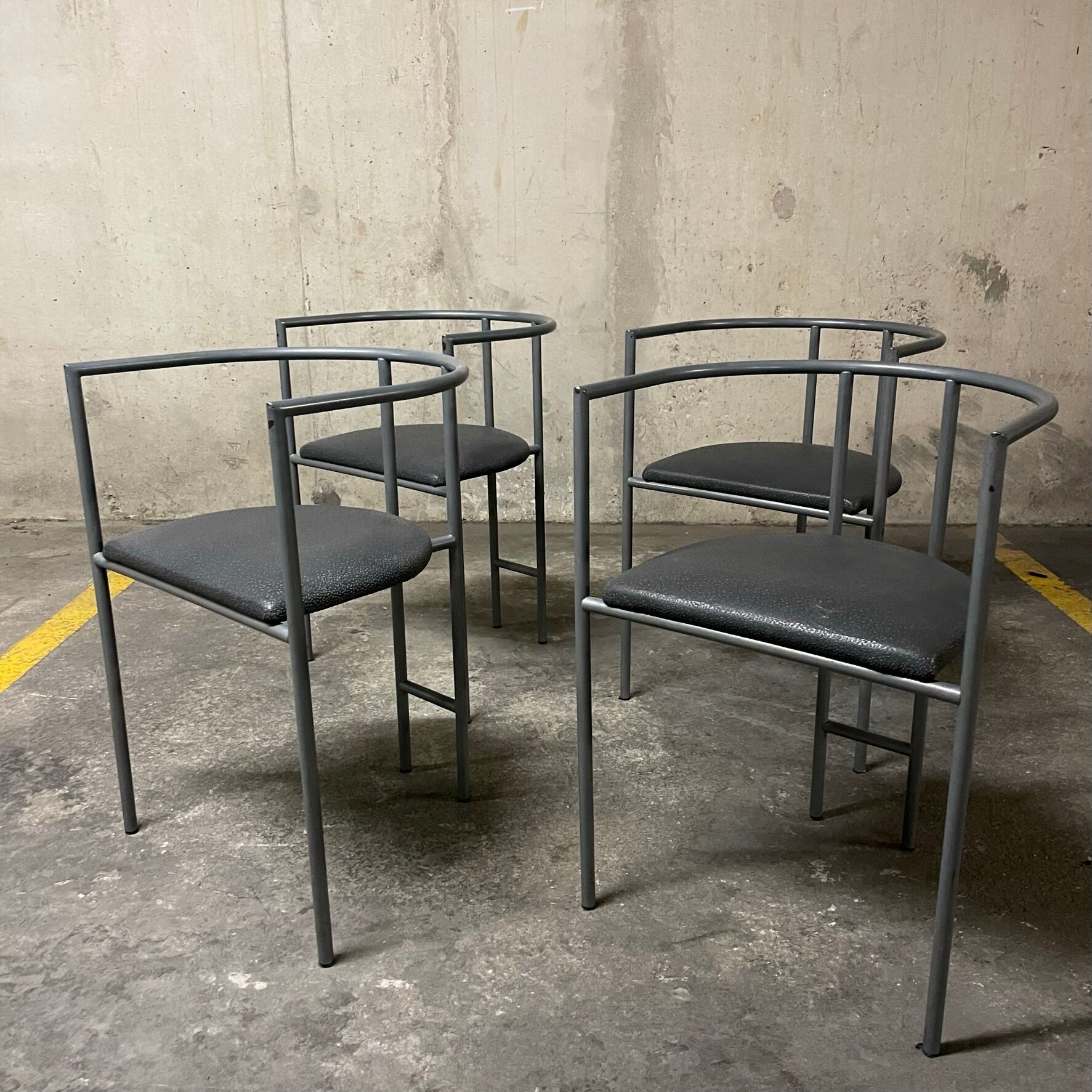 Rodney Kinsman Series of 4 Postmodern Chairs, Bieffeplast 1980