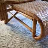 Vintage rattan chaise longue