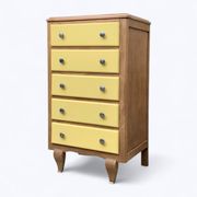 Art Deco chest of drawers in raw oak and yellow