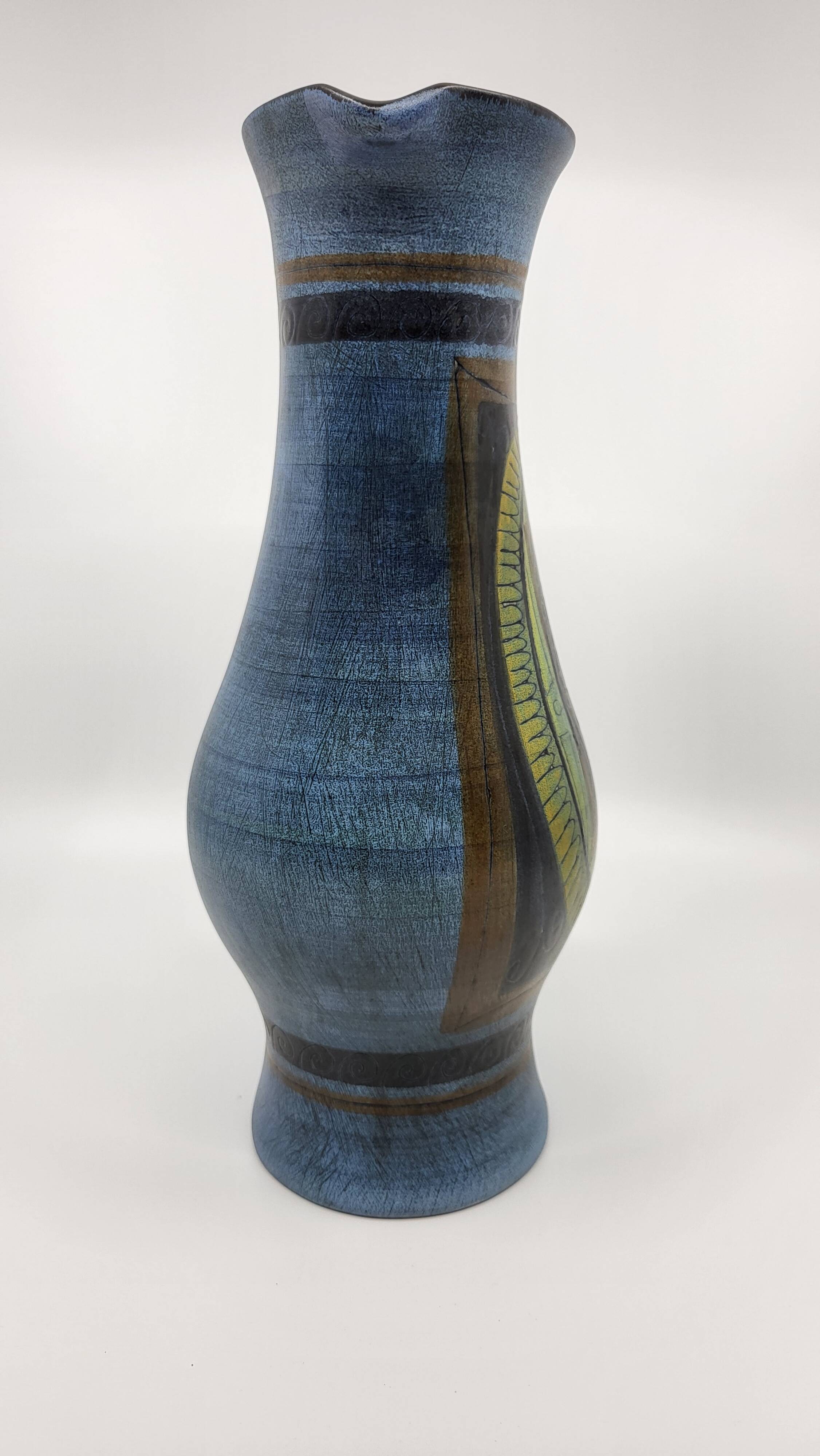 Jean de Lespinasse vase in blue ceramic, Côte d'Azur, France, 1950.