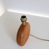 Small carved wooden floor lamp with oval shade