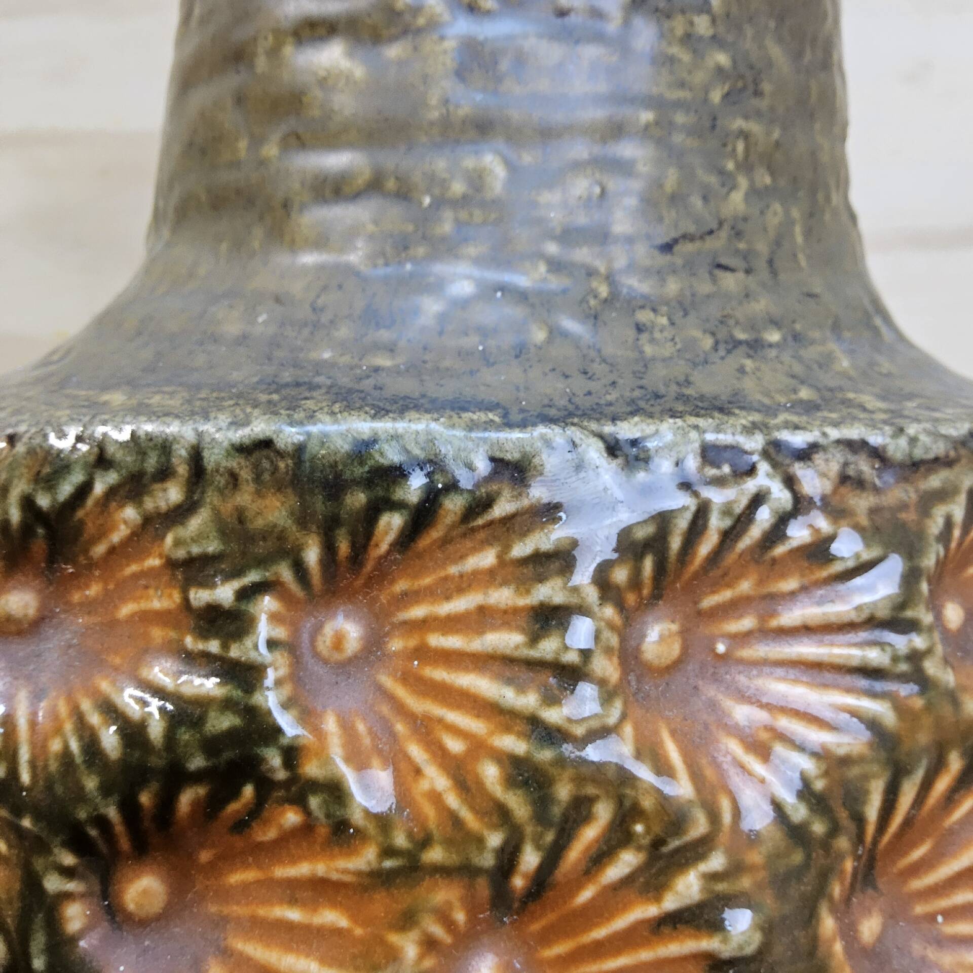 Vase vintage grand XXL Allemagne de l'Ouest Jasba 1667/35 orange