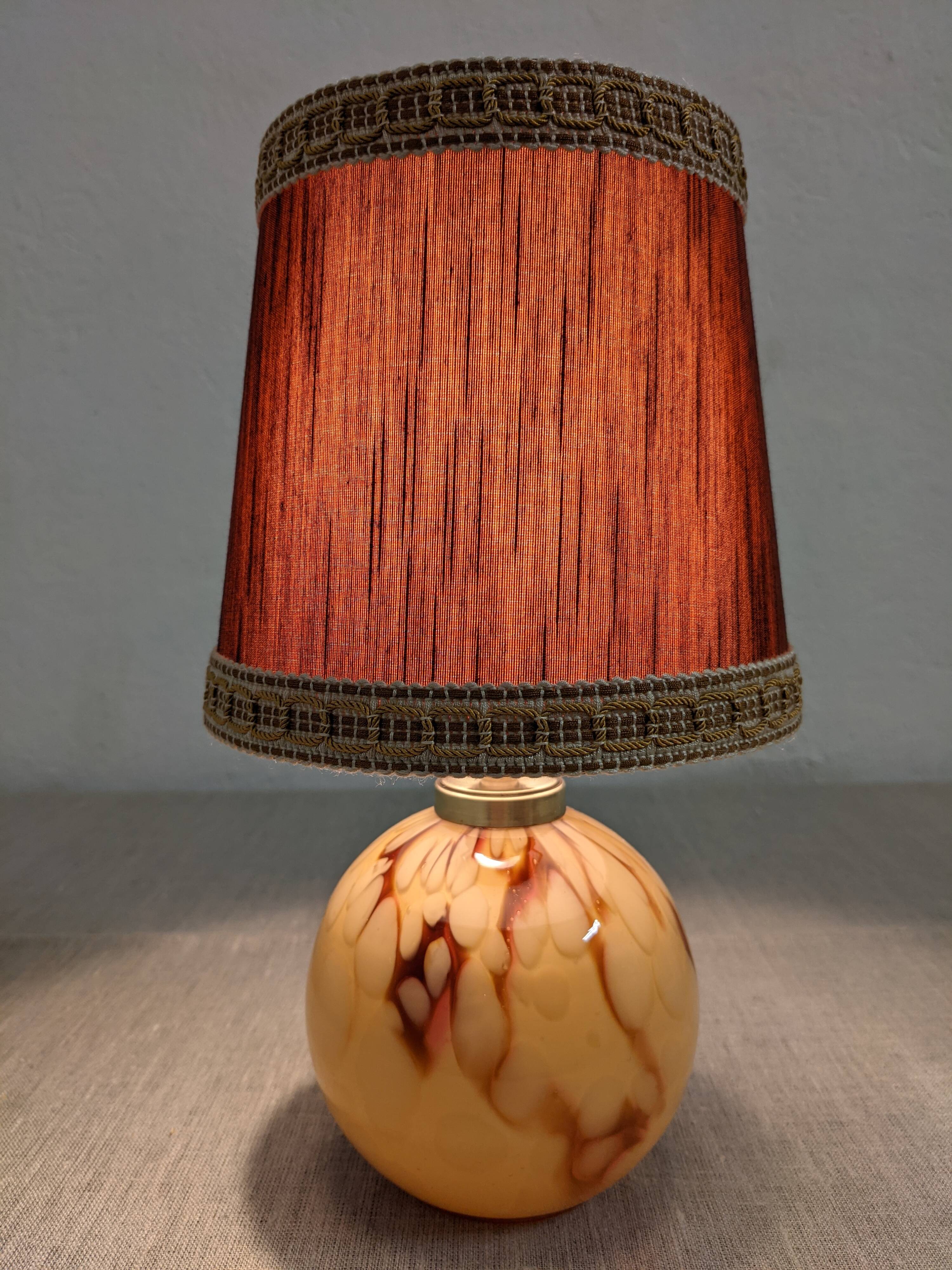 Glass ball bedside lamp from the 50s/60s