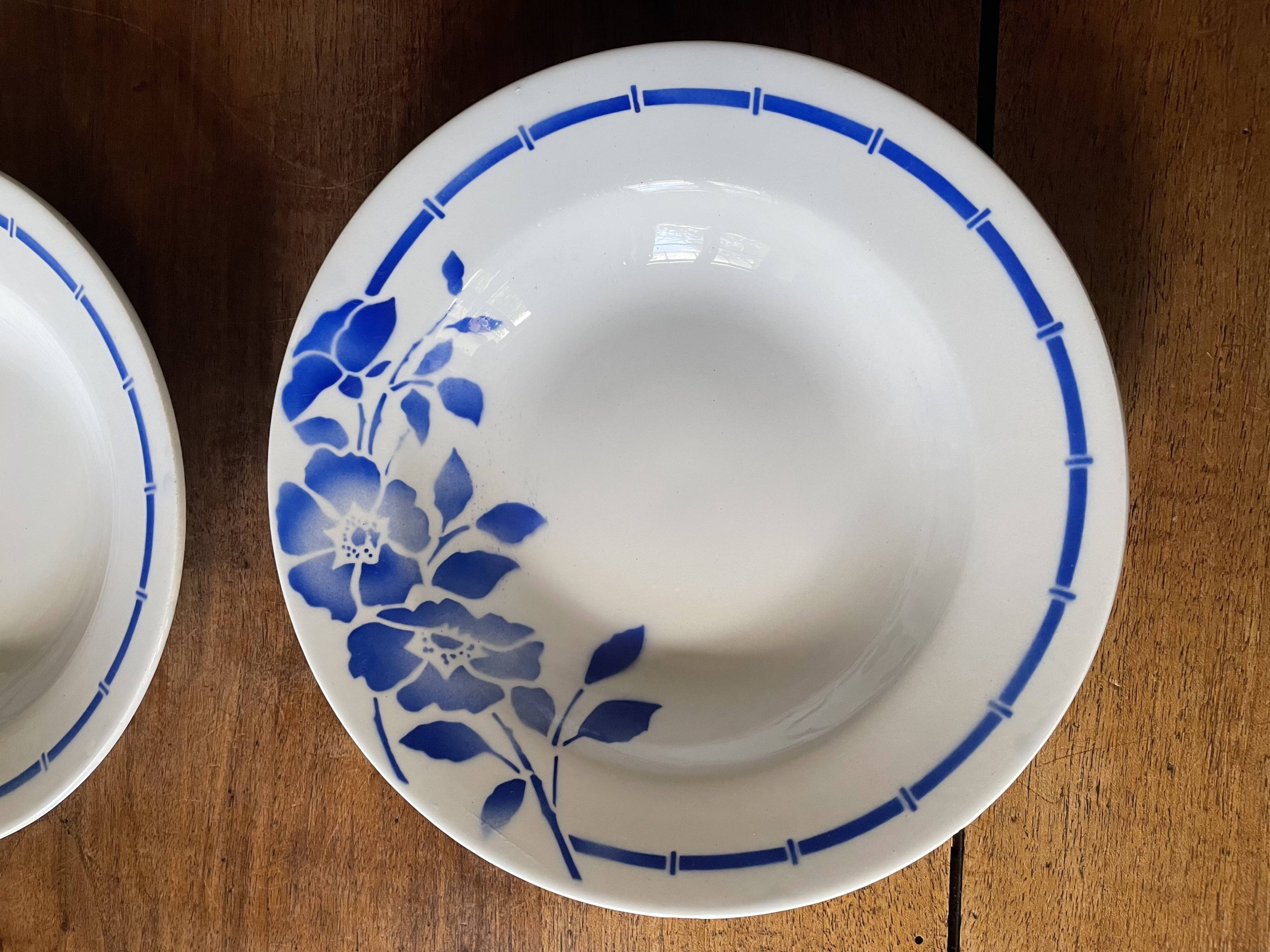 Hollow plates ceranord saint amand blue flower