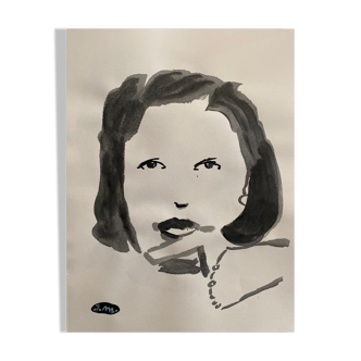 Portrait of a woman in indian ink