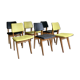 Set of 6 vintage chairs, black and green 1960
