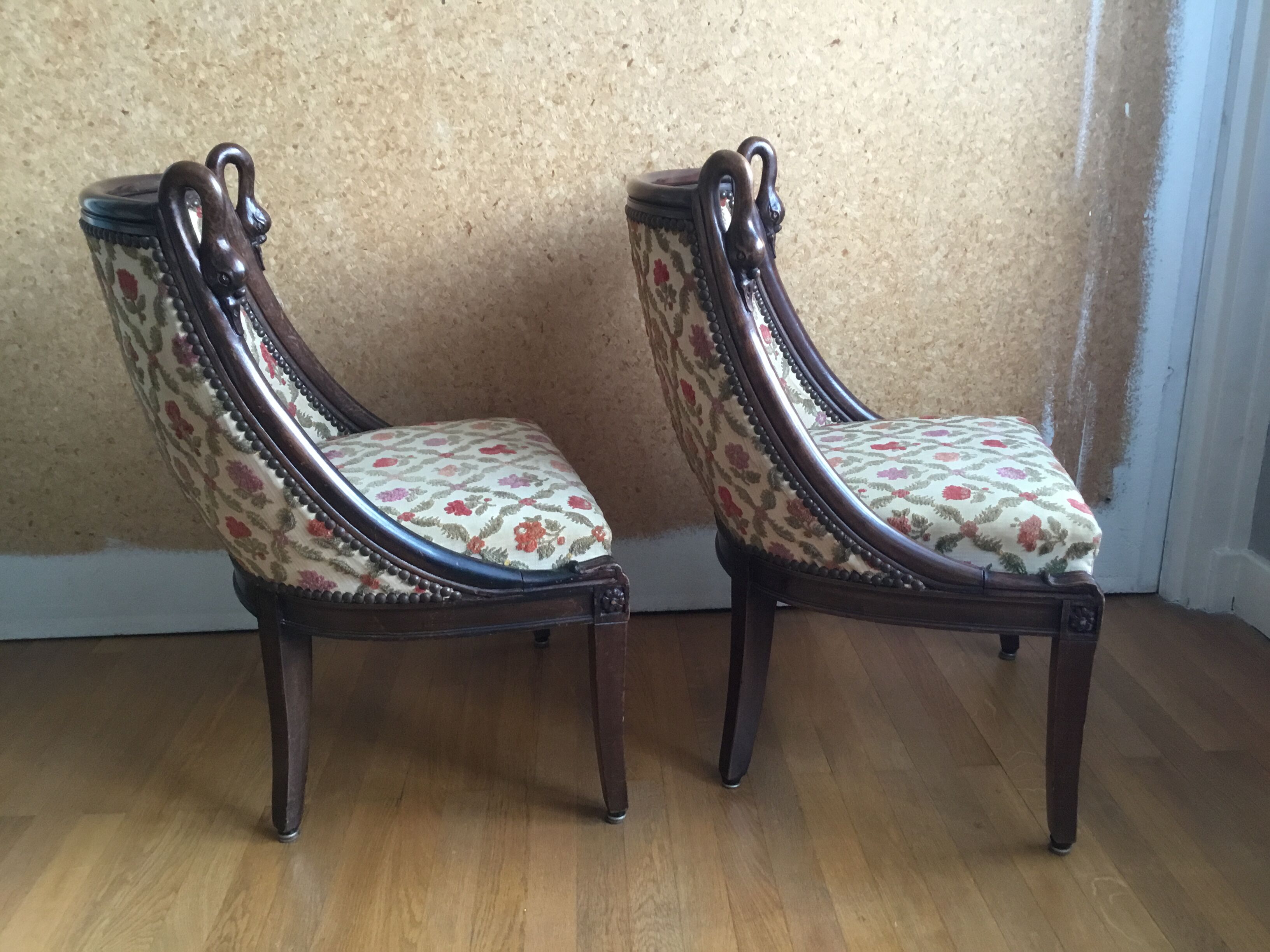Pair of gooseneck gondola chairs
