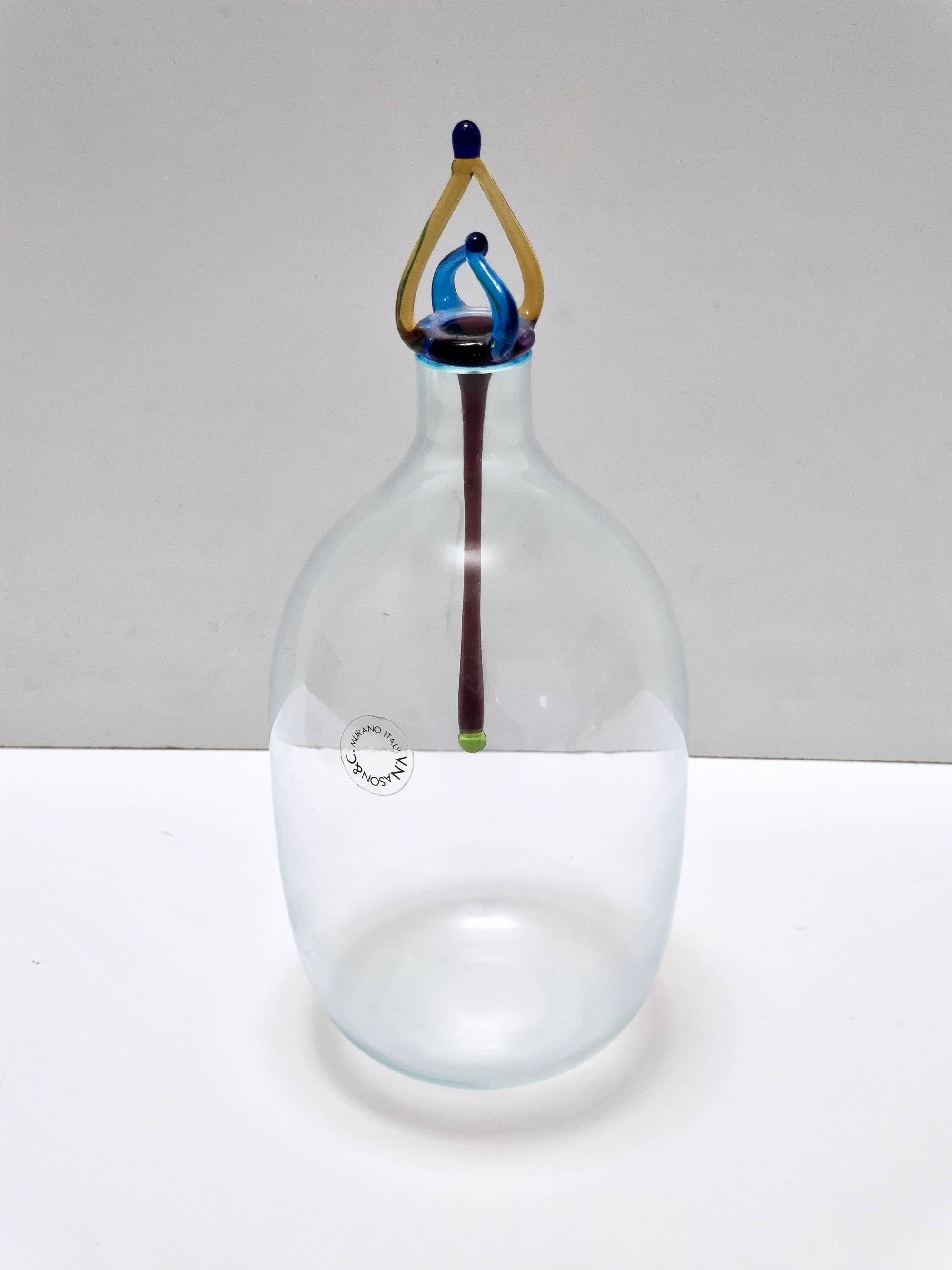 Postmodern Murano Glass Decanter Bottle by Vincenzo Nason, Italy