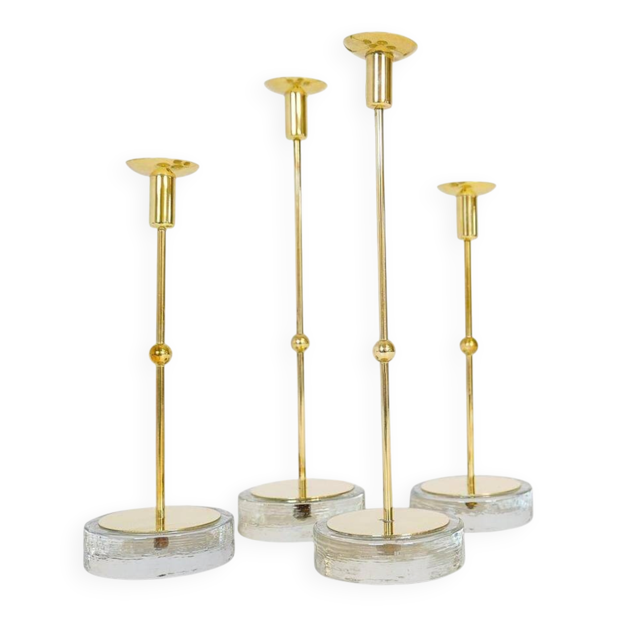 Set of 4 mid-century candle holders Ystad Metall, Sweden, 1950s