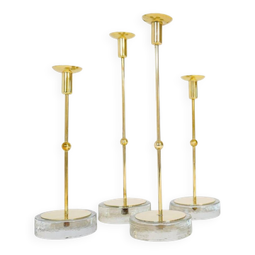 Set of 4 mid-century candle holders Ystad Metall, Sweden, 1950s