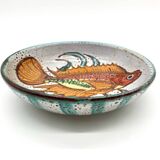 Deep plate with fish decoration – Vallauris ceramics, 1960