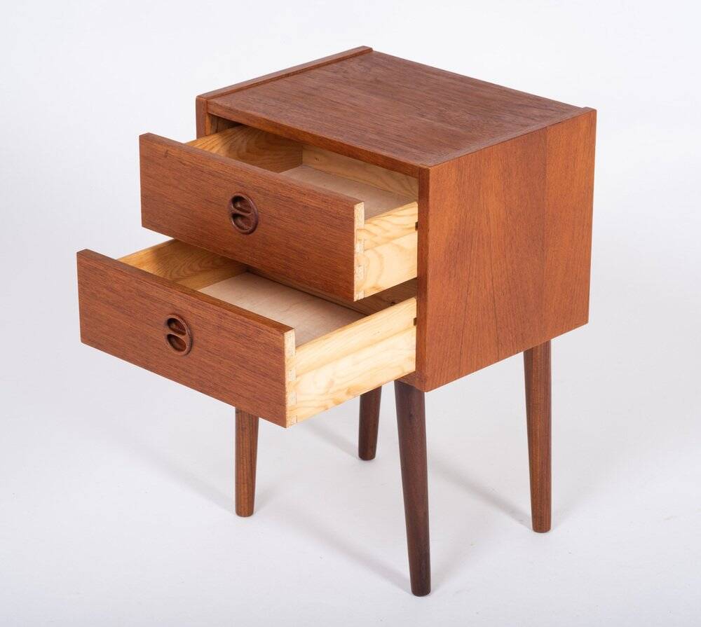 Bedside Table with 2 Drawers in Teak, Denmark, 1960s