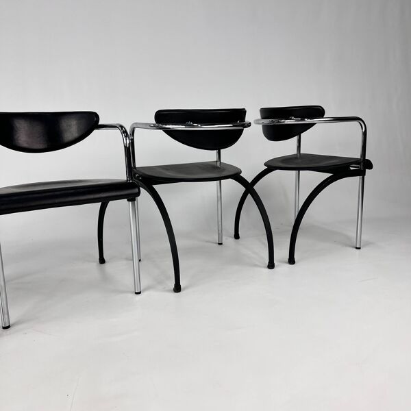 4 chaises de salle à manger postmodernes par Arnold Merckx pour Arco, années 1980
