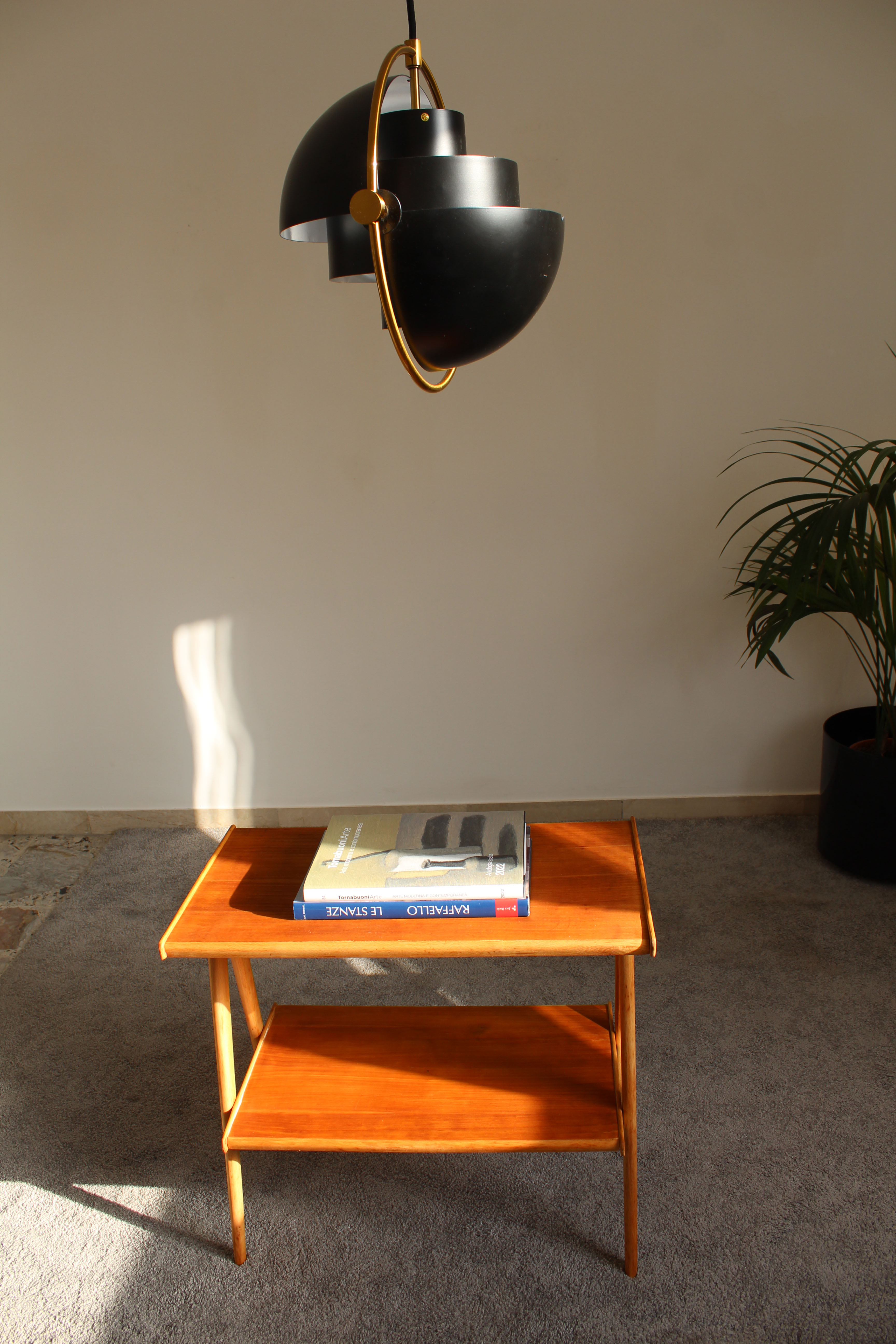 Beech wood coffee table, restored, Italy 50s