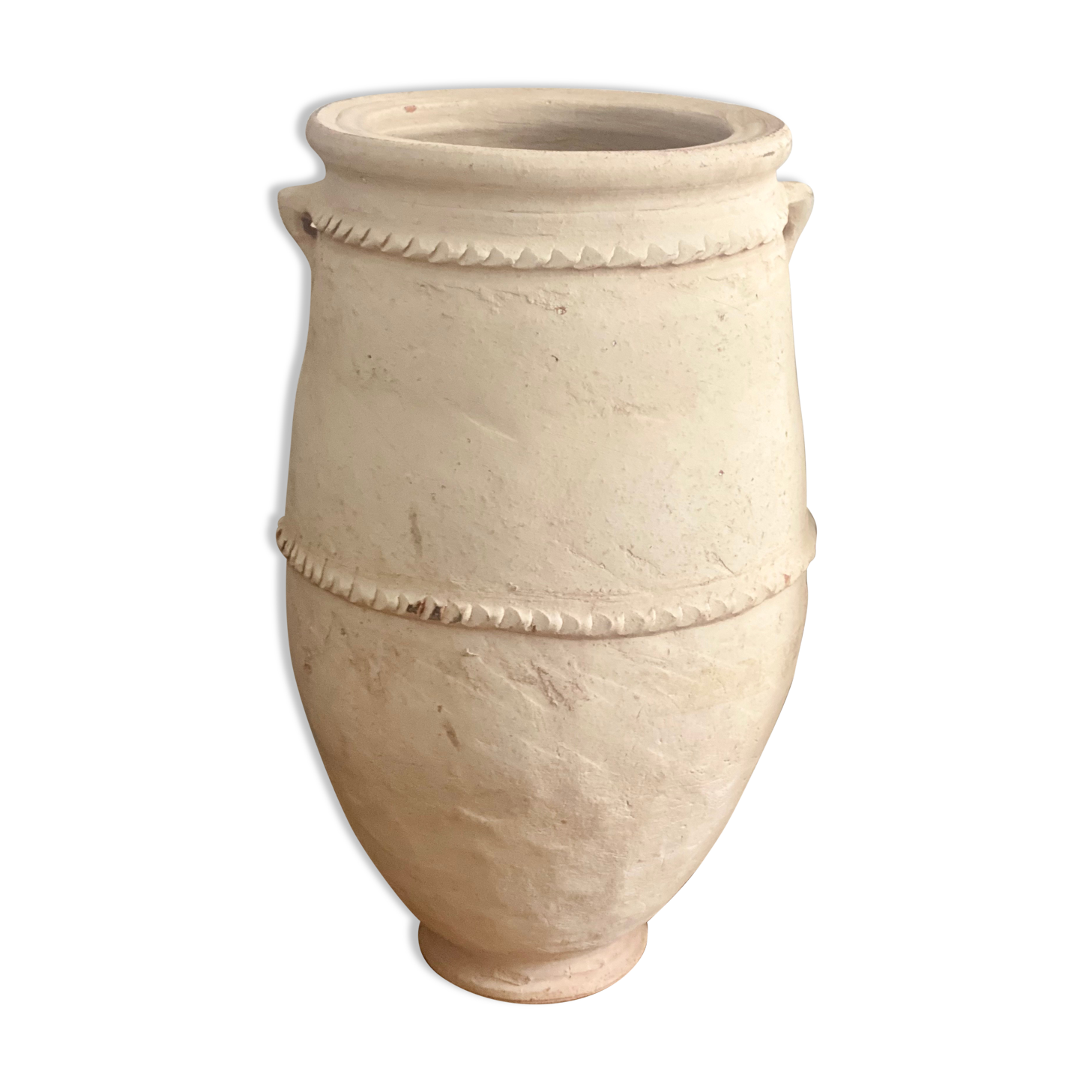 Rustic jar in bleached terracotta pottery xl