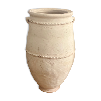 Rustic jar in bleached terracotta pottery xl