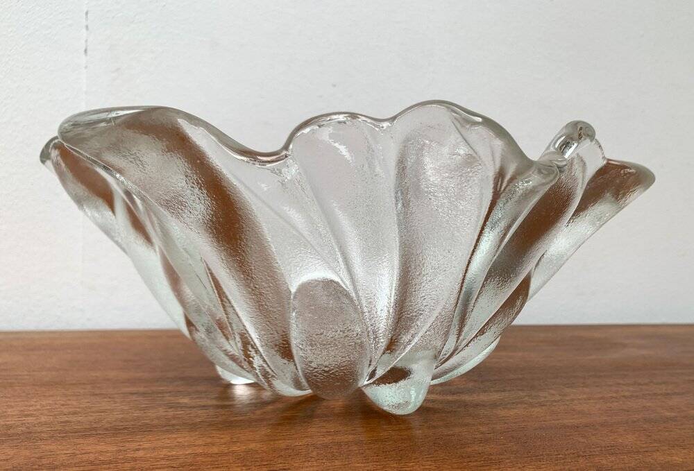 Heavy vintage German floral glass bowl by Walther Glas, 1970s.