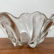 Heavy vintage German floral glass bowl by Walther Glas, 1970s.