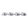 Arcopal - set de 4 petites tasses et 4 soucoupes vintage - décor fleurs sauvages