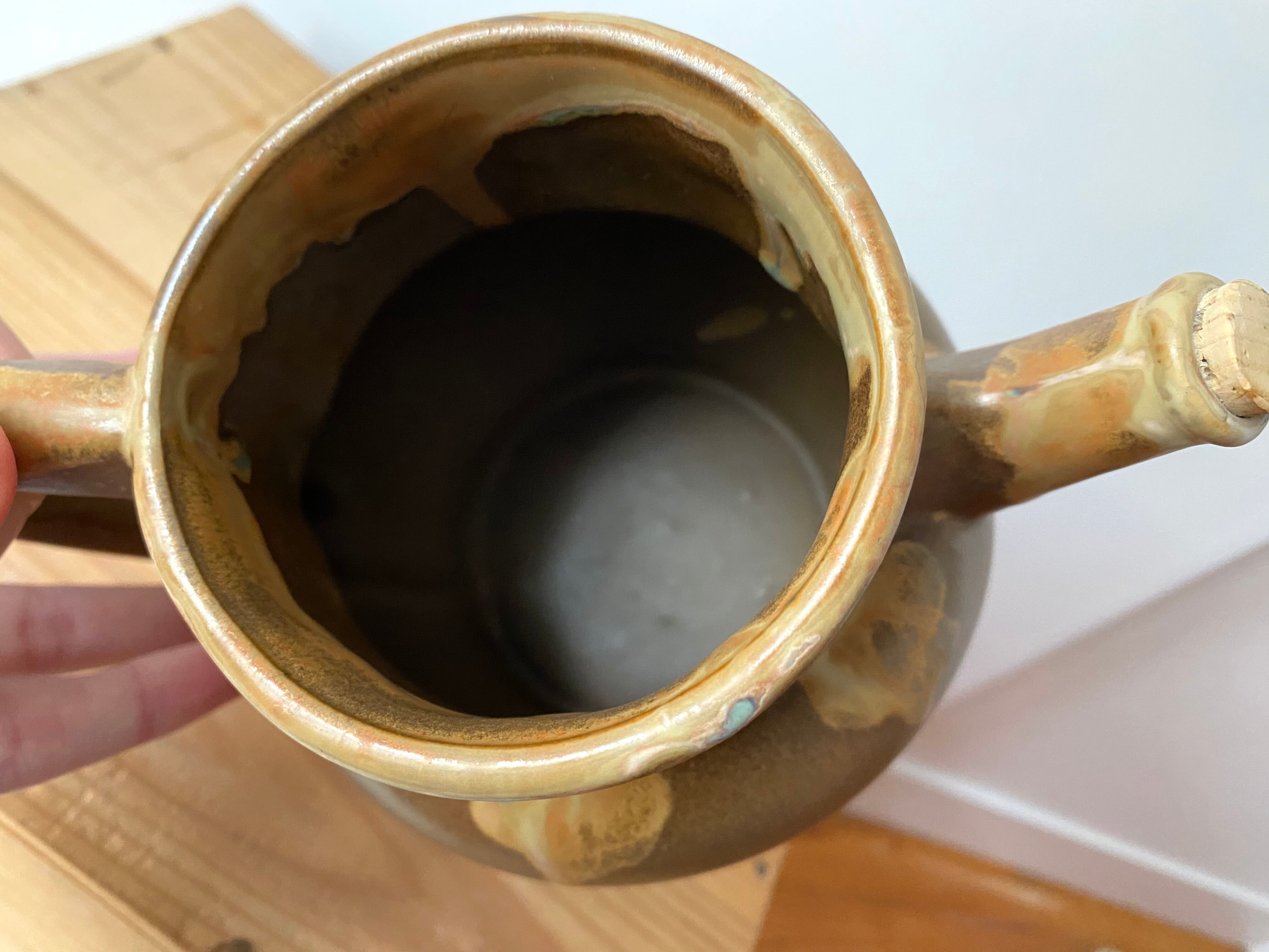 Pichet carafe en grès Denbac coqs années 30 vintage