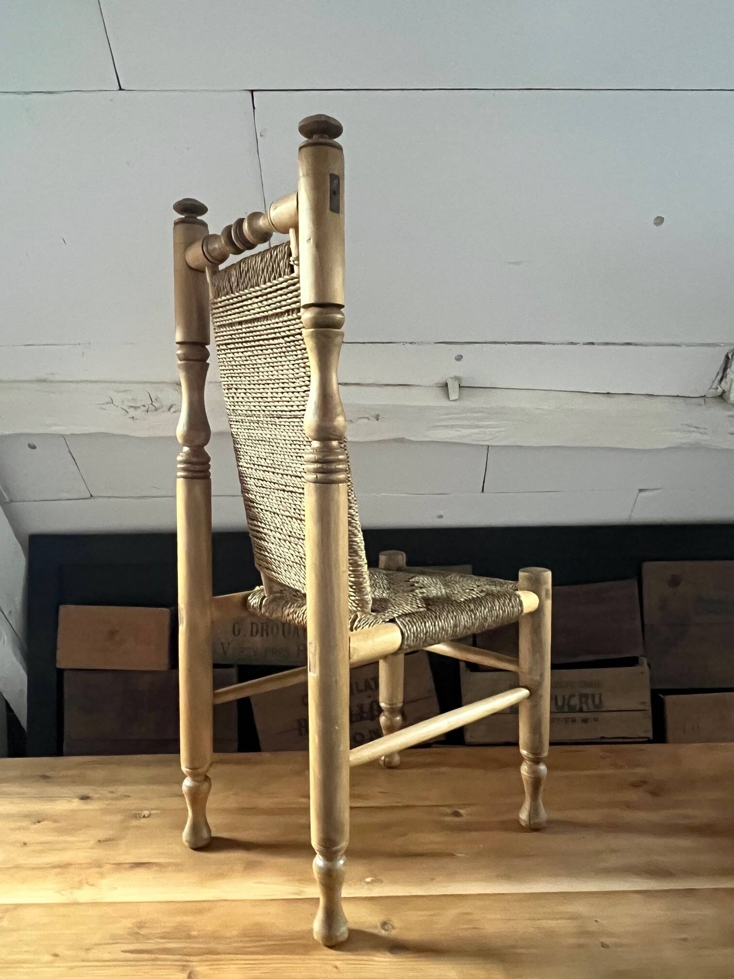 6 wooden and rope chairs attributed to Adrien Audoux & Frida Minet