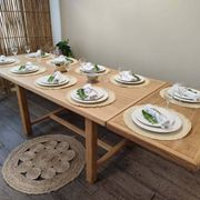 Solid oak table with extensions