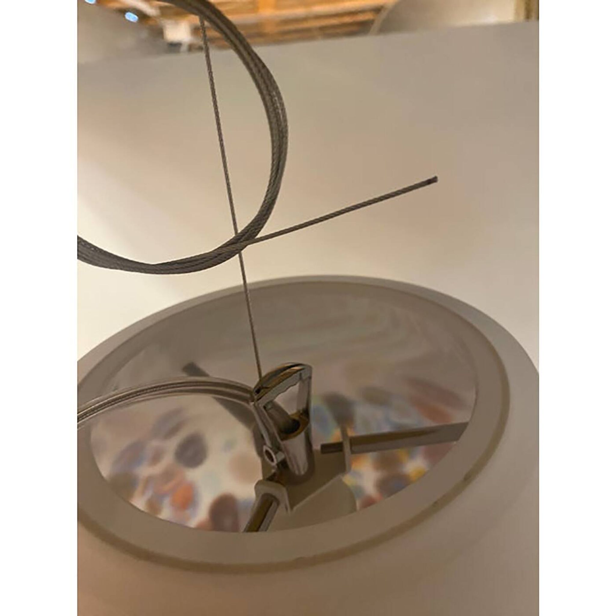 Contemporary Murano Style White With Murrise Multicolor Pendant